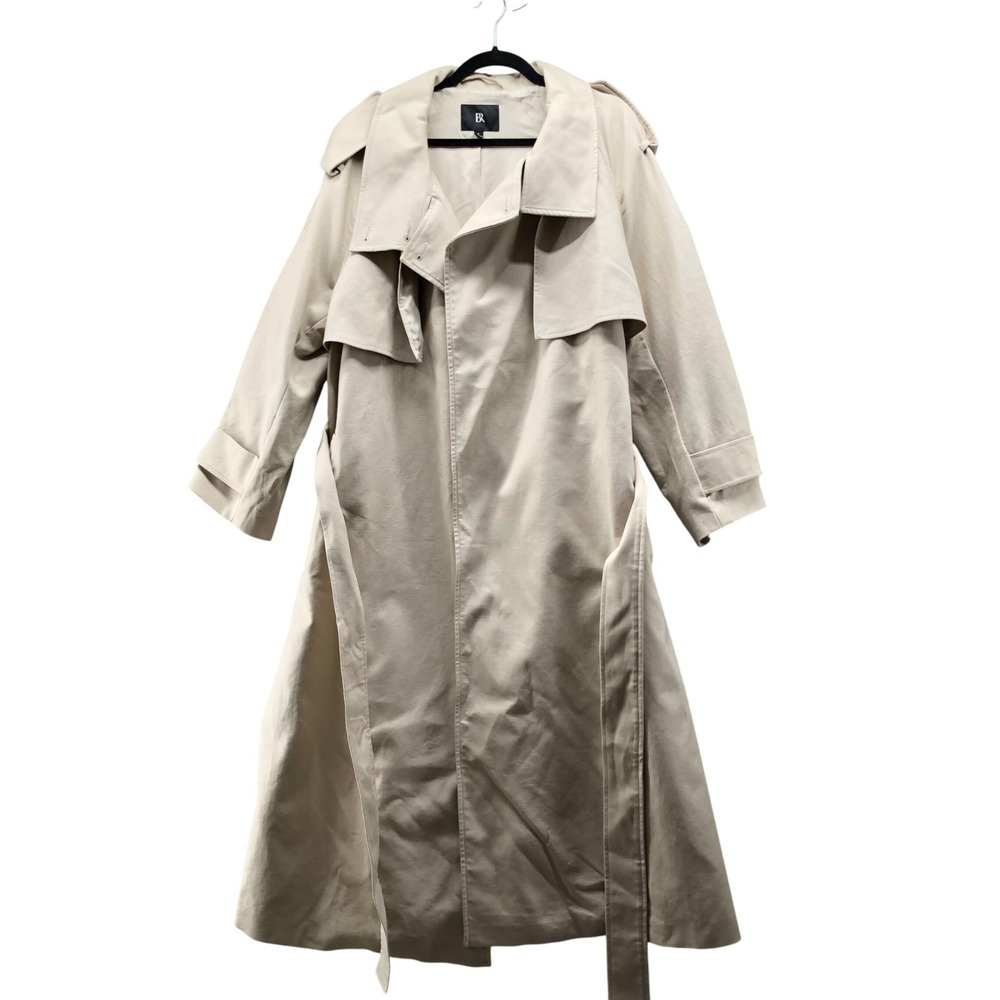 Banana Republic Oversized Italian Twill Trench Coat Womens L Beige Belted Duster